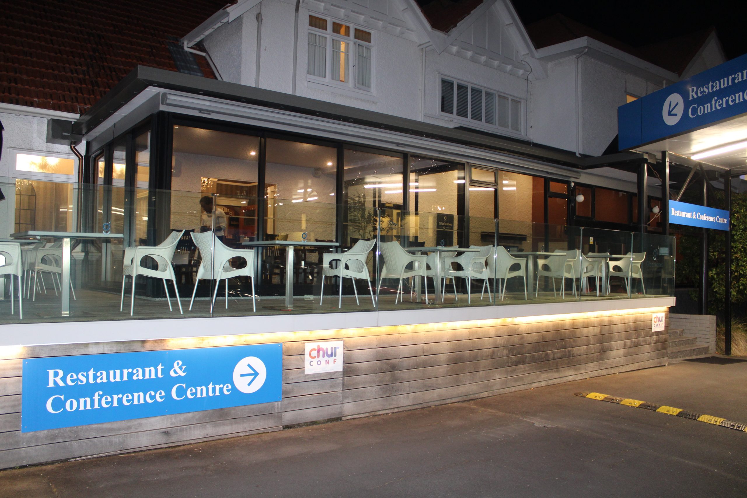 The venue in the evening